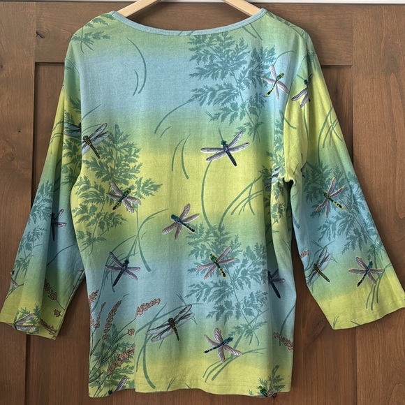 Take Two Clothing Co. Dragonfly Novelty print Top Womens XL 100% Cotton Shirt - Picture 2 of 9